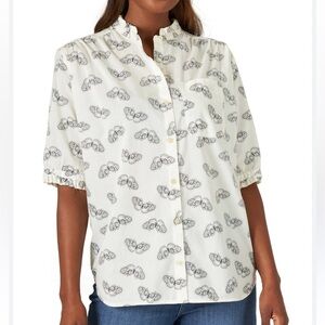 Lee White and Green 3/4 Sleeve Button Down Shirt